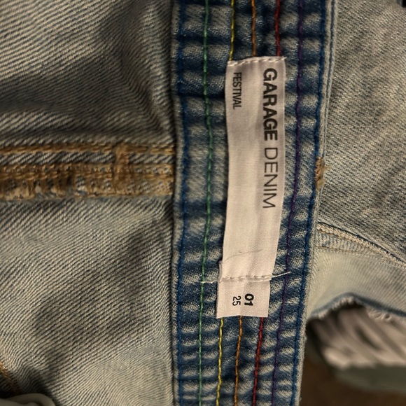 Garage denim shorts with rainbow stitching accents - Picture 3 of 3